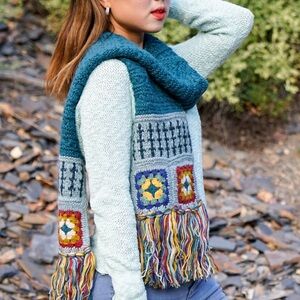NWT Fair Trade & Handmade Granny Square Alpaca Scarf